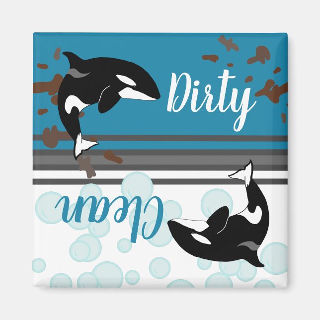 Orca Killer Whale Dirty/Clean Magnet (Framsidan)
