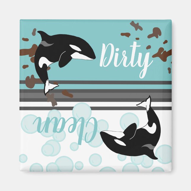 Orca Killer Whale Dirty/Clean Magnet (Framsidan)