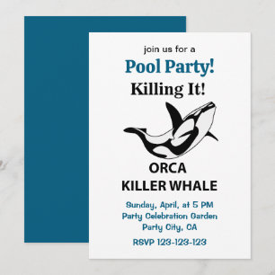 Orca Killer Whale dödade den Bassäng Party Funny Inbjudningar