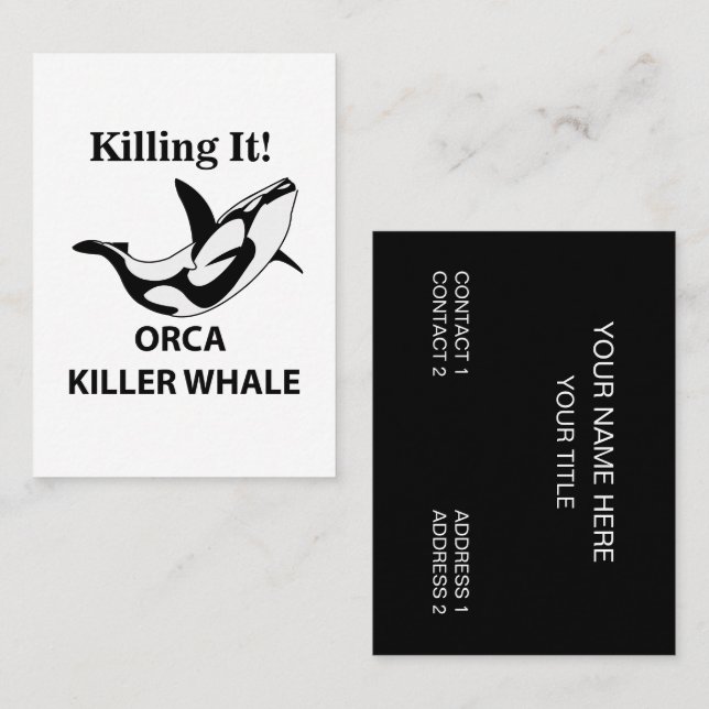 Orca Killer Whale dödar det roligt Visitkort (Fram/baksida)