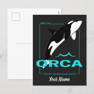 Orca Killer Whale för en tjej som bara kärlek Orca Helg Vykort