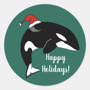 Orca Killer Whale jul Runt Klistermärke