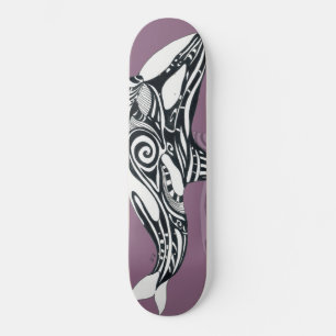 Orca Killer Whale mauve Lila Tlingit Tribal Bläck Mini Skateboard Bräda 18,5 Cm