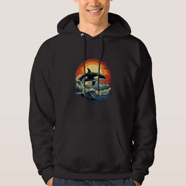 Orca Killer Whale  Men Women Boys Girls Orca Graph Hoodie (Framsida)