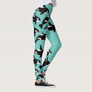 Orca Killer Whale Mönster på Teal Blue Ocean Leggings