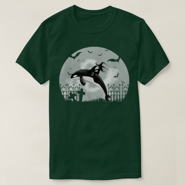 Orca Killer Whale Moonlight Funny Halloween Costum T Shirt (Design framsida)