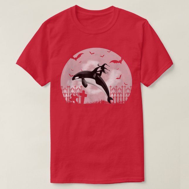 Orca Killer Whale Moonlight Funny Halloween Costum T Shirt (Design framsida)