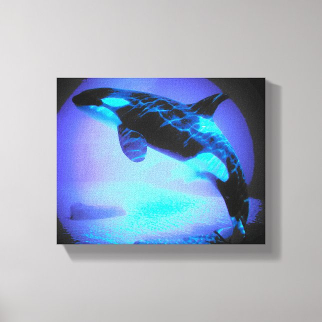 ORCA KILLER WHALE ON WOODEN CANVAS WOOD WALL ART (Framsida)