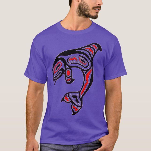 Orca Killer Whale Pacific Northwest Native T Shirt (Framsida)