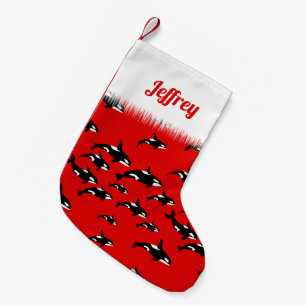 Orca Killer Whale Pod Ocean Thmet Liten Julstrumpa