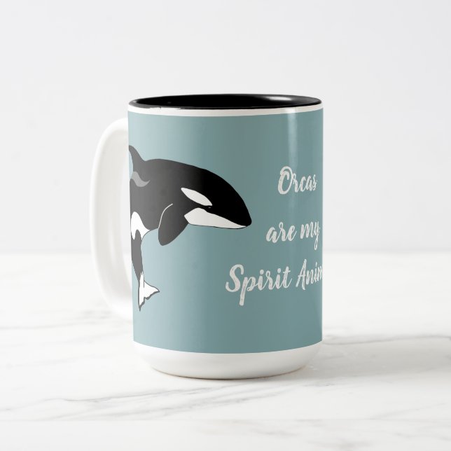 Orca Killer Whale Spirit Animal Två-Tonad Mugg (Framsida vänster)