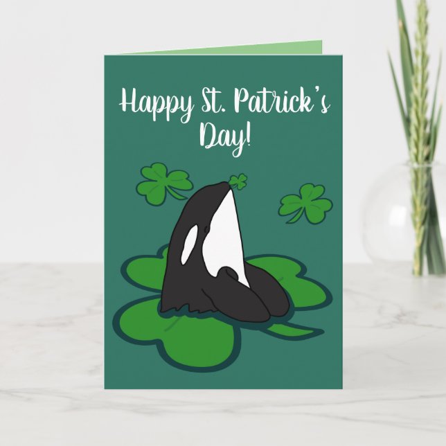 Orca Killer Whale St Patrick's Day Kort (Framsida)