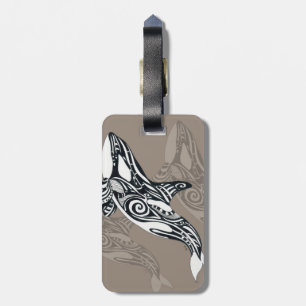 Orca Killer Whale Taupe Tlingit Tribal Bläck Bagagebricka