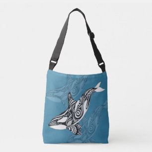 Orca Killer Whale Tlingit Indigo Blue bläck Axelväska