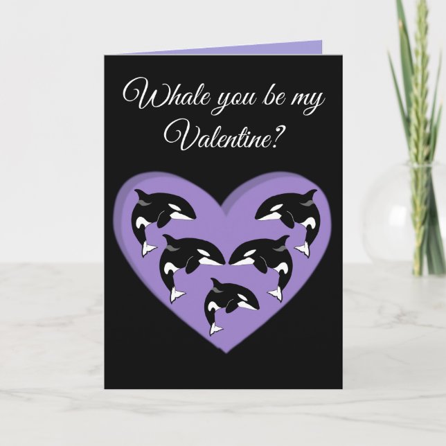 Orca Killer Whale Valentines day Helgkort (Framsida)