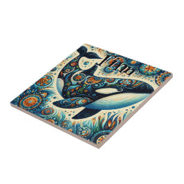 Orca Killer Whale Whimsical Nautical Personlig Kakelplatta