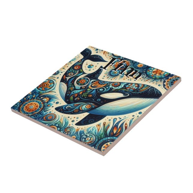 Orca Killer Whale Whimsical Nautical Personlig Kakelplatta (Sidan)