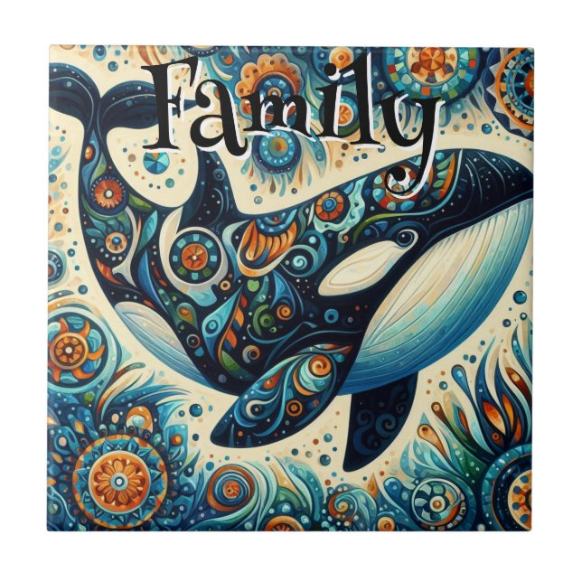 Orca Killer Whale Whimsical Nautical Personlig Kakelplatta (Framsidan)