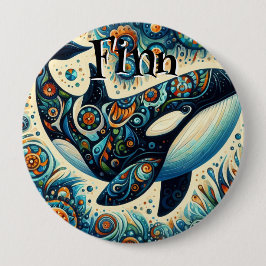 Orca Killer Whale Whimsical Nautical Personlig Knapp
