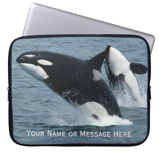 Orca Killer Whales Breaching Personlig Laptop Sleeve (Framsidan)