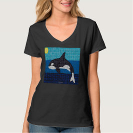 Orca (livlig) - Dam T-shirt med V-ringning