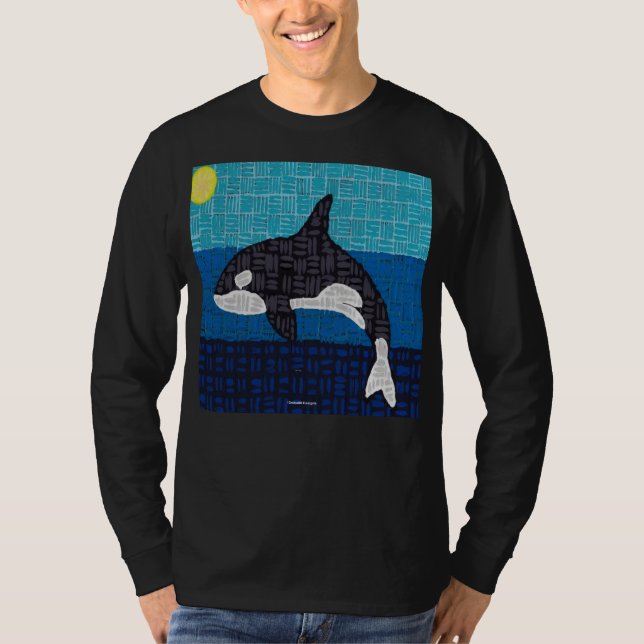 Orca (livlig) - Herr T-Shirt med Långa Ärmar (Framsida)