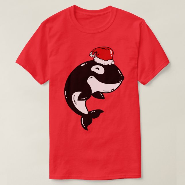Orca med Santa Hat Funny julgåva T Shirt (Design framsida)