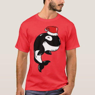 Orca med Santa Hat Funny julgåva T Shirt