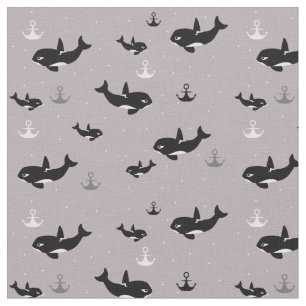 Orca Mönster - Cute Killer Whale Tecknad Mönster Tyg