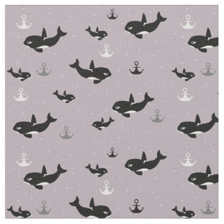 Orca Mönster - Cute Killer Whale Tecknad Mönster Tyg