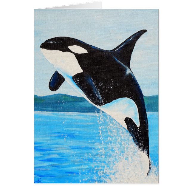 Orca Painting Greeting Card Hälsningskort (Framsidan)