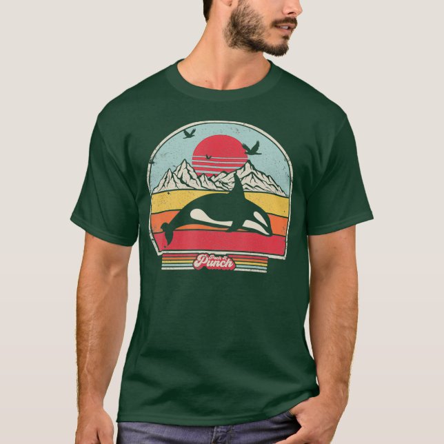 Orca Retro Stil Killer Whale T Shirt (Framsida)