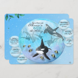 Orca Snö Globe Birthday Inbjudningar