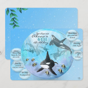 Orca Snö Globe Birthday Inbjudningar