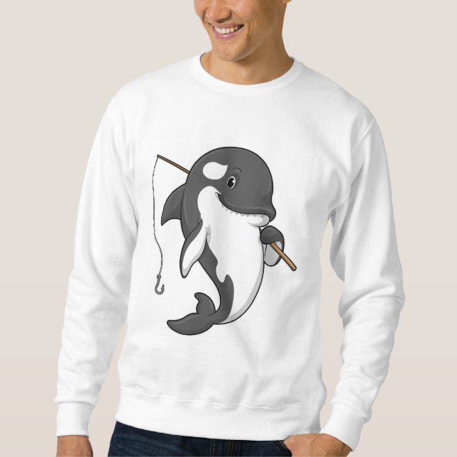 Orca som Fisher med fiskstam Lång Ärmad Tröja (Framsida)