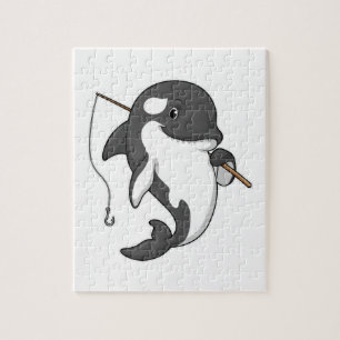 Orca som Fisher med fiskstam Pussel