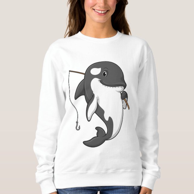 Orca som Fisher med fiskstam T Shirt (Framsida)