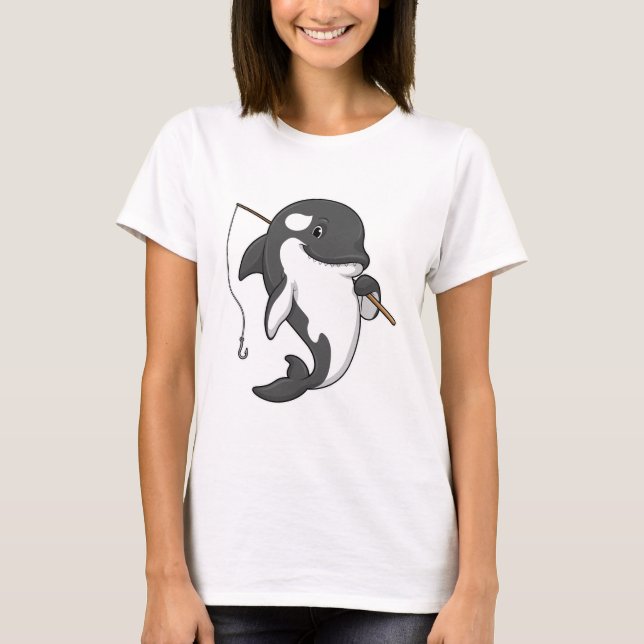 Orca som Fisher med fiskstam T Shirt (Framsida)