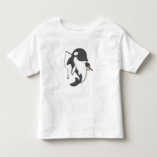Orca som Fisher med fiskstam T Shirt (Framsida)