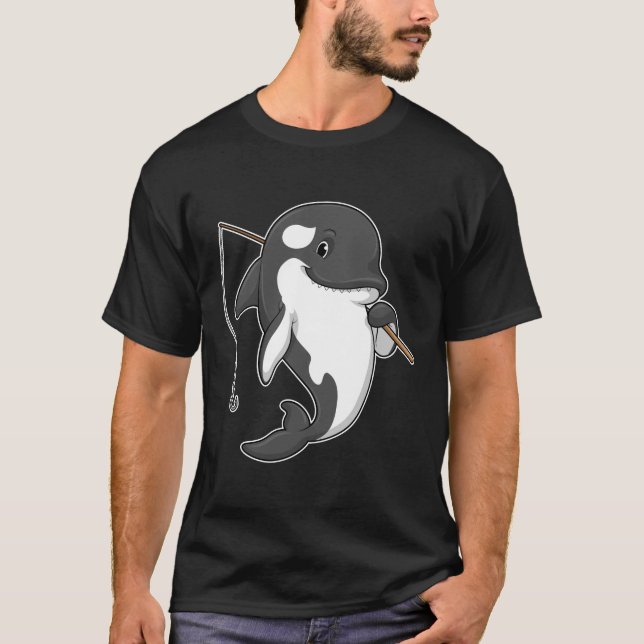 Orca som Fisher med fiskstam T Shirt (Framsida)