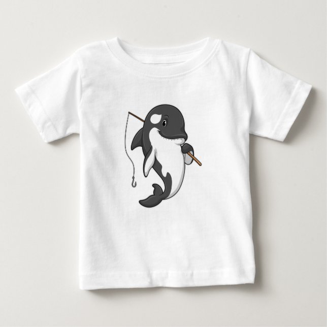 Orca som Fisher med fiskstam T Shirt (Framsida)
