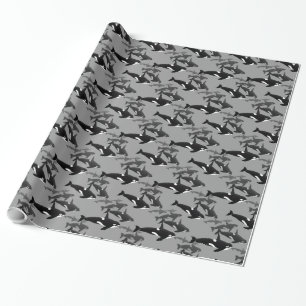 Orca som slår in pappert späckhuggarejulpapper presentpapper