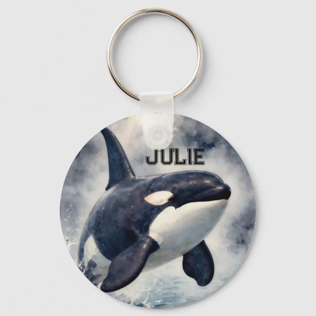  Orca Stormy waves, Personalized Nyckelring (Framsida)