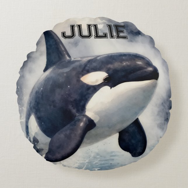  Orca Stormy waves, Personalized Rund Kudde (Framsidan)