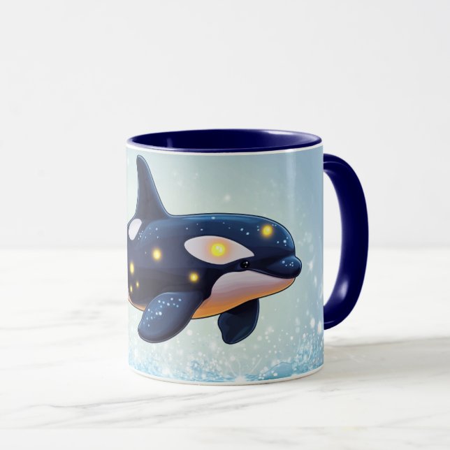 Orca Tecknad Stil Livlig Söt Färgrik Mugg (Framsida höger)