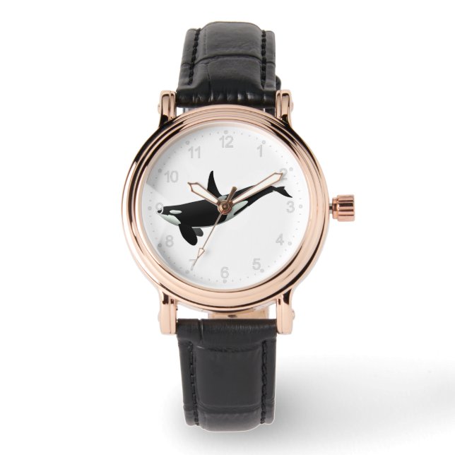 Orca val illustration - Välj bakgrund färg Armbandsur (Framsida)