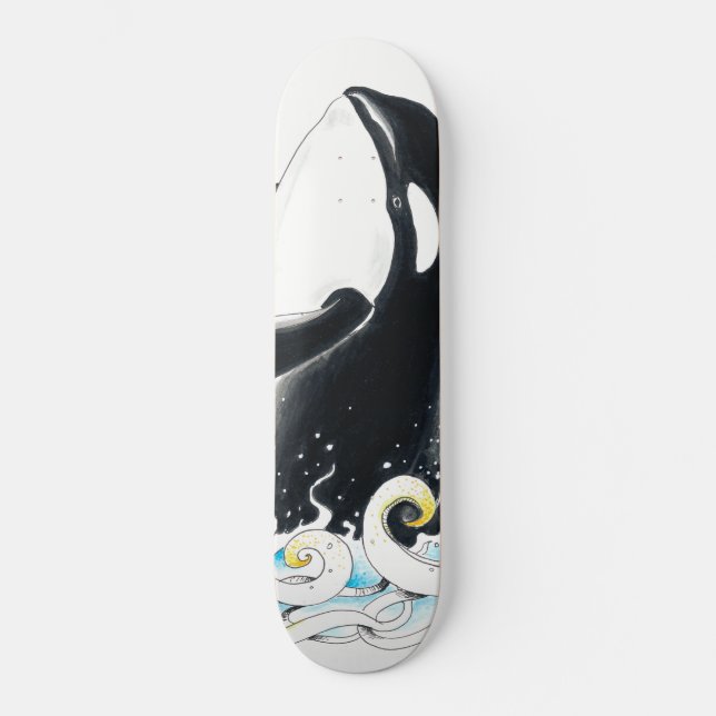 Orca val som bryter mot dodle bläck mini skateboard bräda 18,5 cm (Framsida)