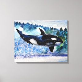 Orca val vattenfärg Canvas