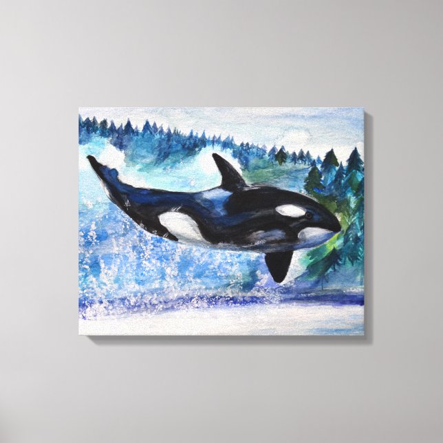 Orca val vattenfärg Canvas (Framsida)