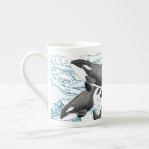 Orca valales (ung. blått) benporslin mugg